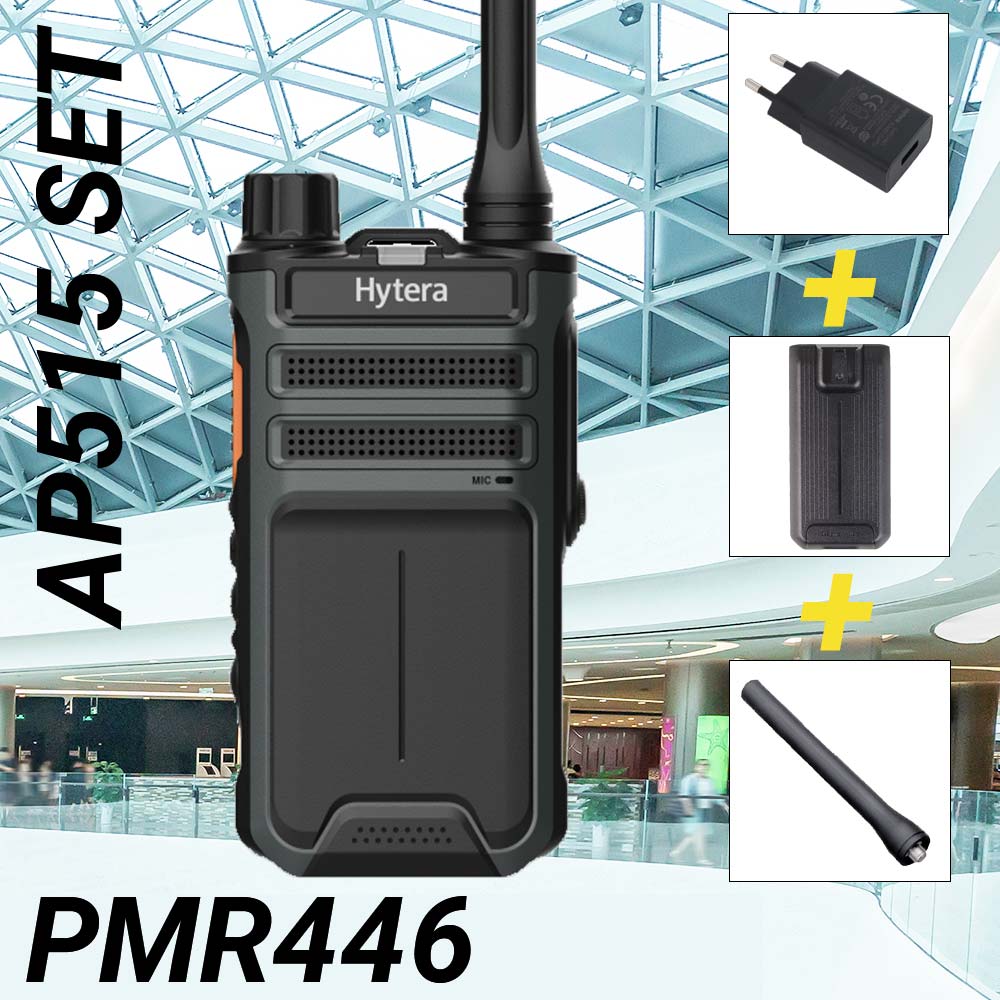 SET Hytera AP515 PMR446 analog Handfunkgerät Lizenzfrei mit Batterie und Ladegerät AP515LF