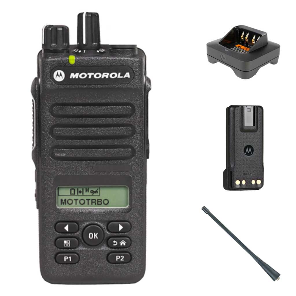 SET Motorola DP2600e Portable Radio UHF Antenna Battery Single Charger MDH02RDH9VA1AN