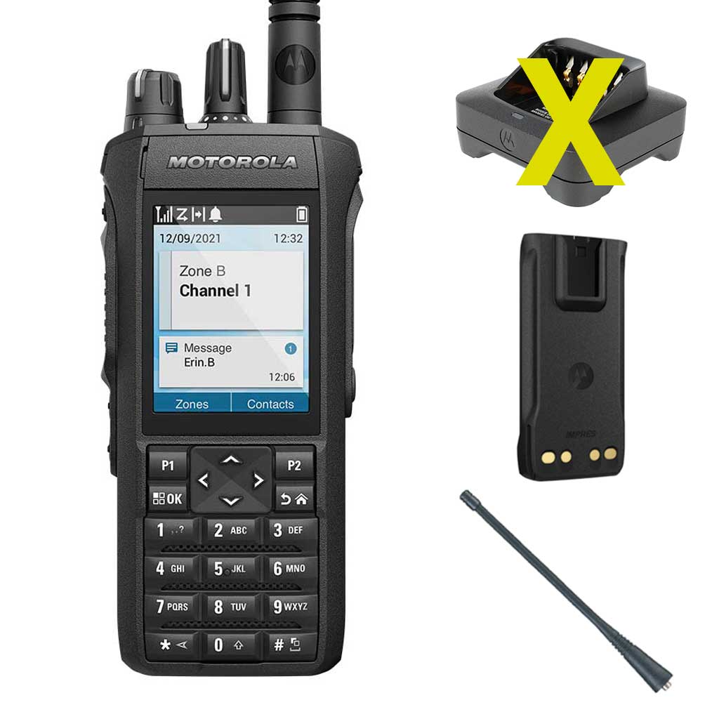 SET MOTOTRBO R7 Capable Radio VHF with Display and Keypad Battery 2850mAh Antenna MDH06JDN9WA2AN