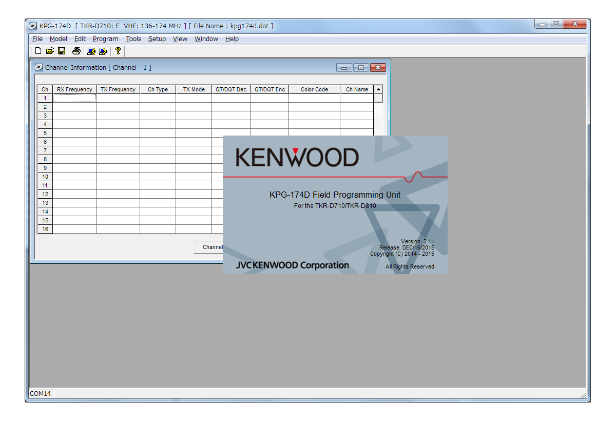 Kenwood KPG-174D PC-Programmiersoftware für TKR-D710 und TKR-D810E