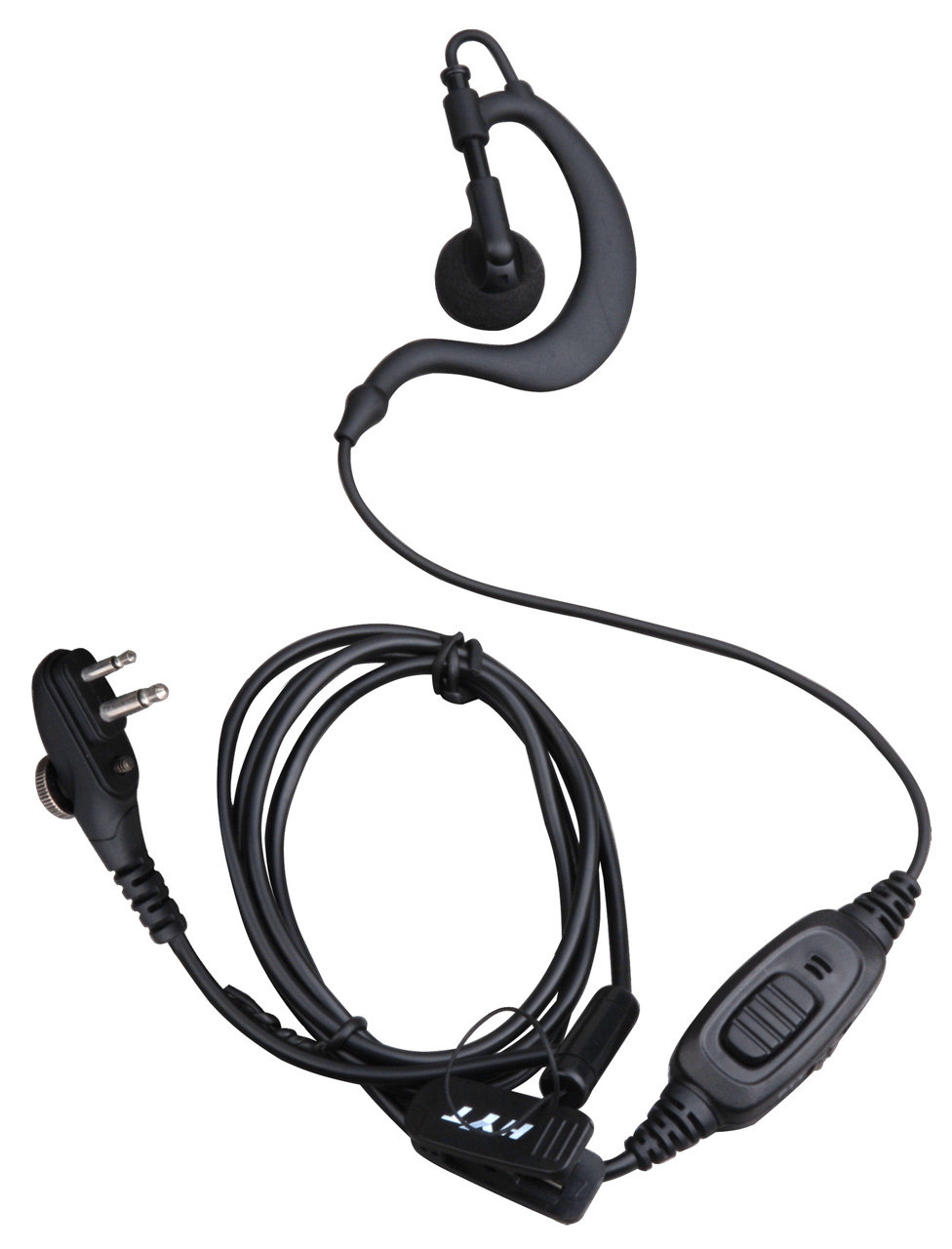 Earpiece with C-hook, In-line-PTT & micro, separate PTT button & VOX switch