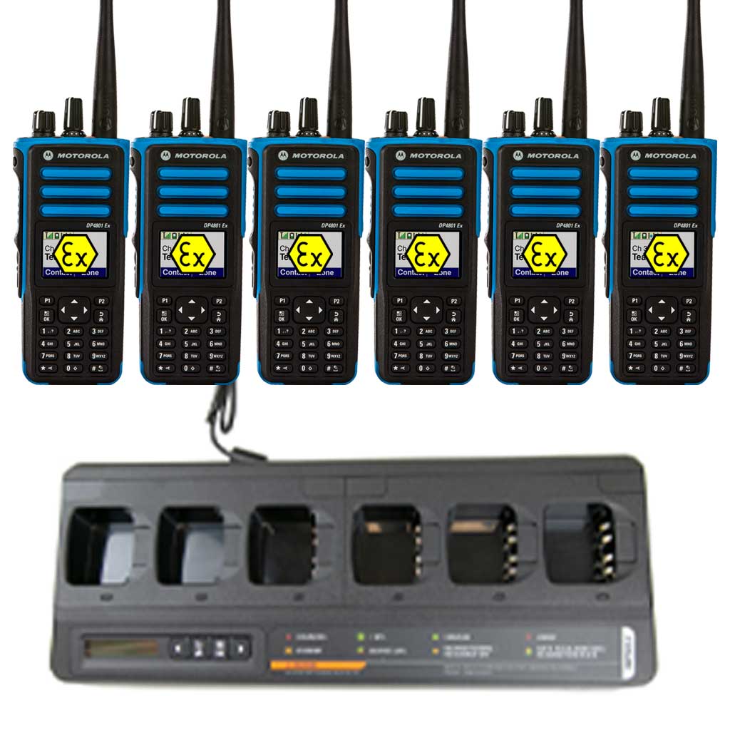 SET 6x Motorola DP4801Ex ATEX VHF Akku Antenne Ladegerät MDH56JCN9PA3AN