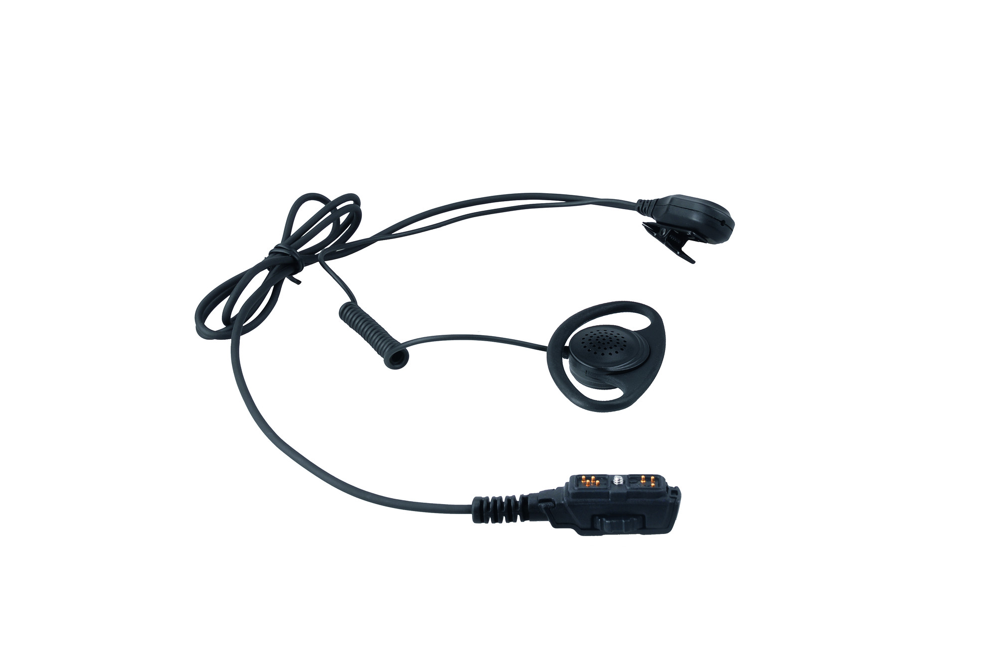 Earbuds with D-hook, microphone with PTT button 2)