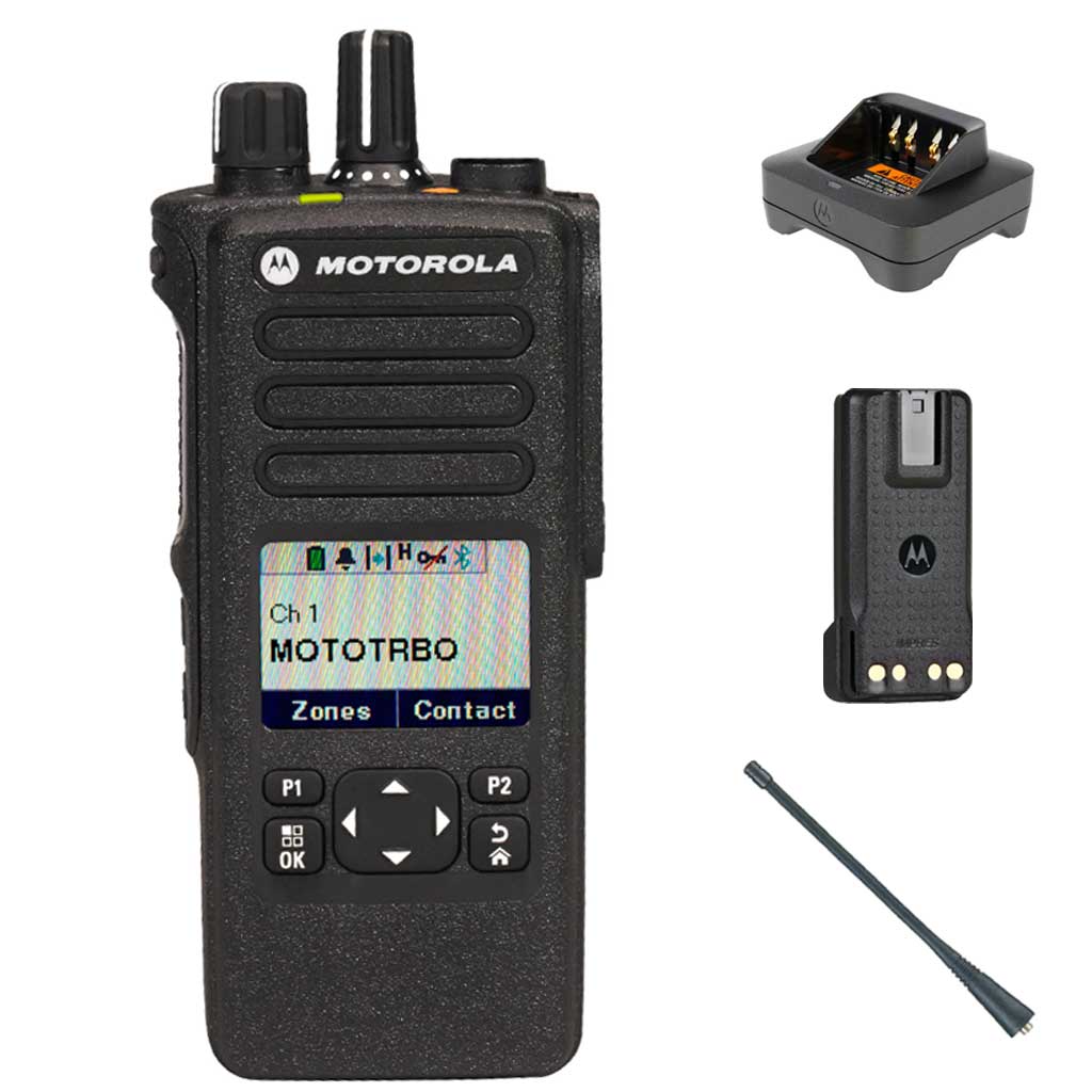 SET Motorola DP4601e Portable Radio VHF Antenna Battery Single Charger MDH56JDQ9RA1AN