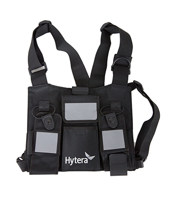 Washable nylon chest pack for portable radios, black