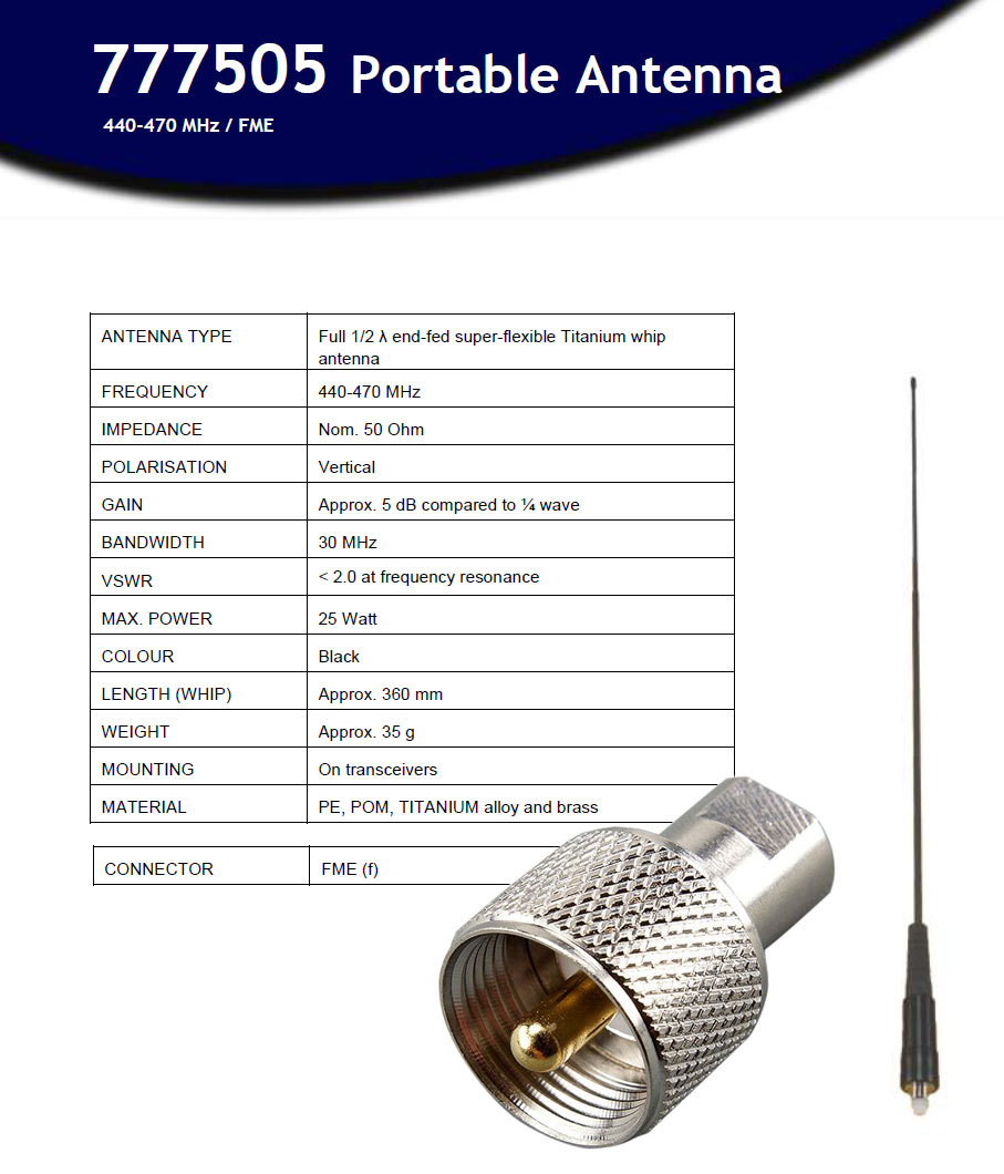 SET VIMCOM FME UHF Antenne mit UHF Stecker für HR655