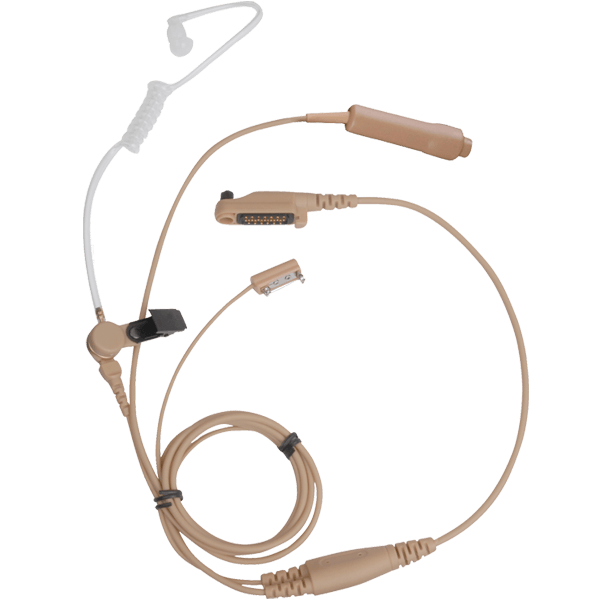 HYTERA Tarn-Sprechgarnitur beige 3-Kabel, separate Sendetaste, Mikrofon und transparenter Schallschlauch EAN21-P