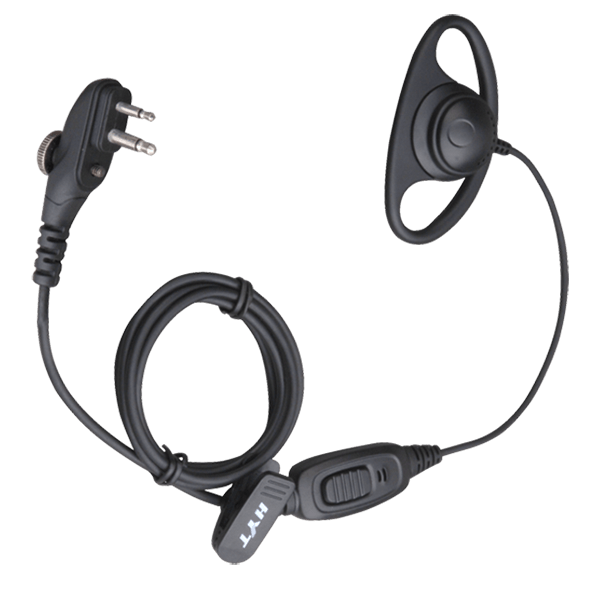 Earpiece with D-hook, In-line-PTT & micro, sep. PTT button & VOX switch