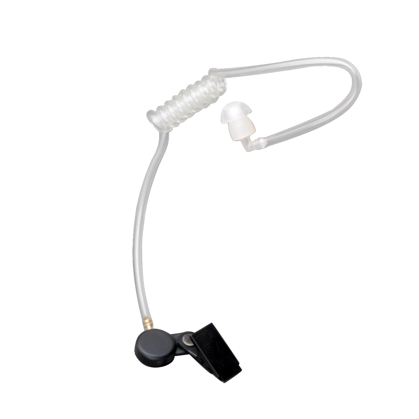 Replacement transparent acoustic tube with earpiece and black adapter