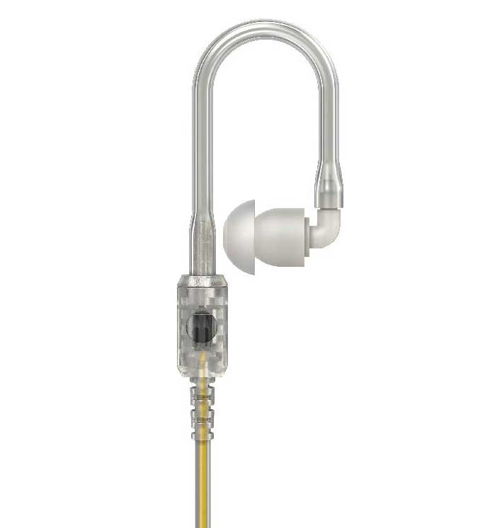 Motorola Ohrhörer mit transparentem Schallschlauch und In-Ohr Einsatz mit Standard 3.5mm Stecker PMLN8120A